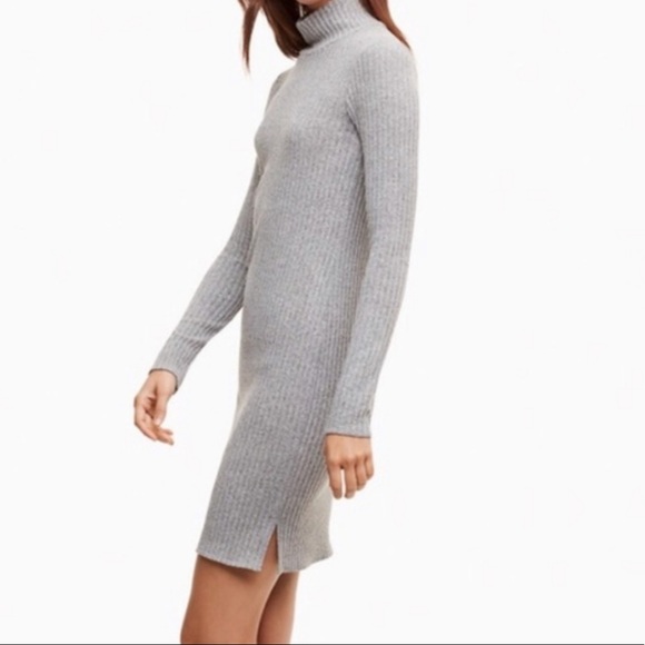 Wilfred Free Mariel Mock Neck Grey Sweater Dress - Picture 2 of 13